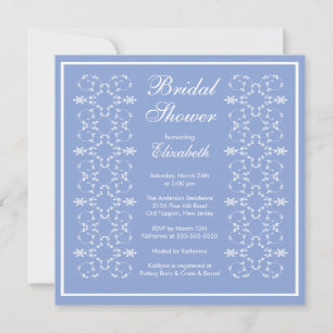Fancy Swirls Frame Bridal Shower Invitation Blue