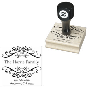 Fancy Swirls Frame Personalised Rubber Stamp