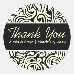 Fancy Swirls Monogrammed Wedding Round Stickers
