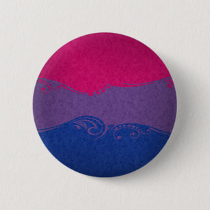 Fancy Swooped and Swirled Bisexual Pride Flag 6 Cm Round Badge