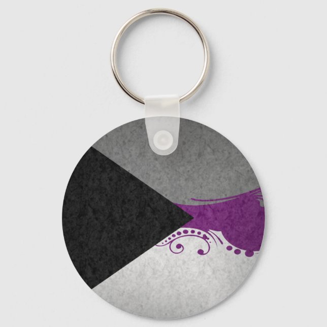 Fancy Swooped and Swirled Demisexual Pride Flag  Key Ring (Front)