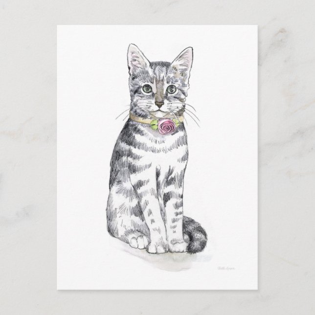 Fancy Tabby Cat Postcard (Front)