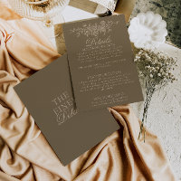 Fancy Taupe Brown Floral Boho Wedding Details