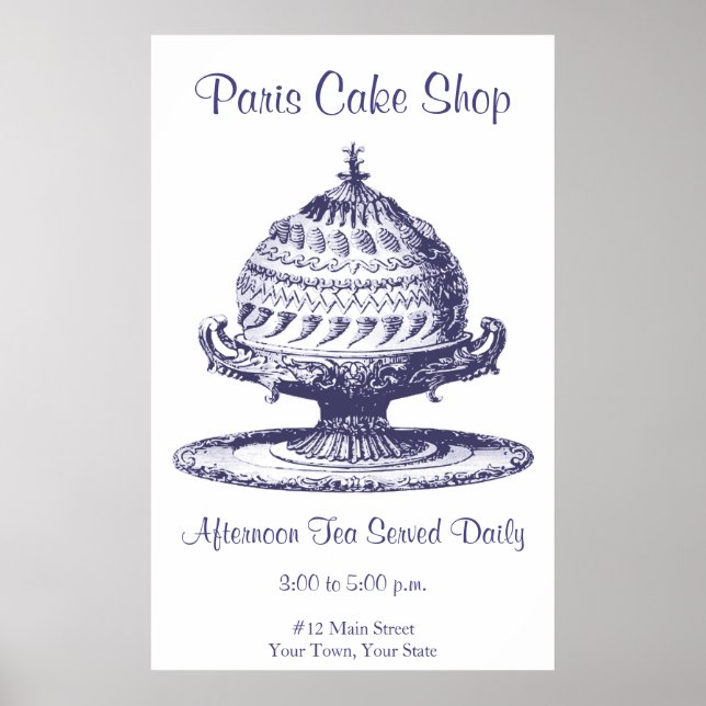 Fancy Tea Room Sign, Kitchen Decor Poster (Front)