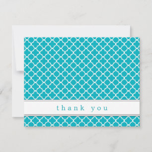 Fancy Teal Pattern Flat Thank You Note Cards