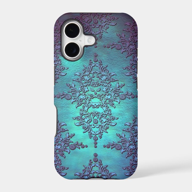 Fancy Teal to Purple Damask Pattern (Back)