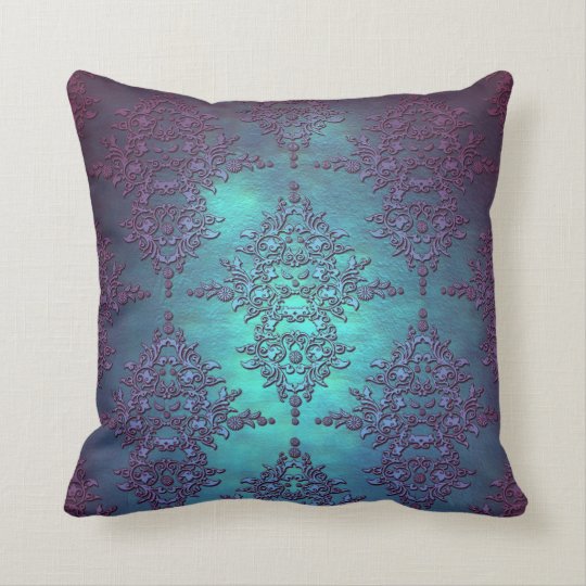 teal patterned cushion
