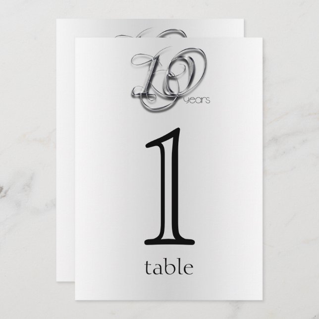 Fancy Tin 10th Anniversary Table Number (Front/Back)