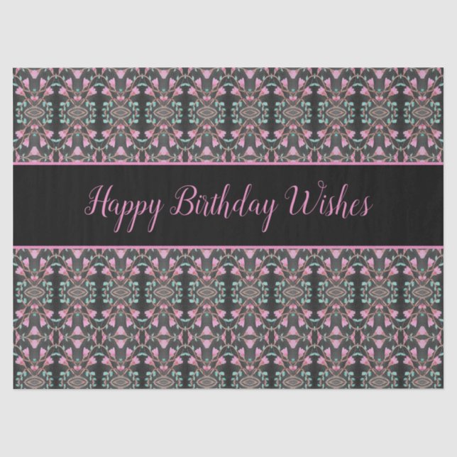 Fancy Tissue Paper With Happy Birthday Wishes (Front)
