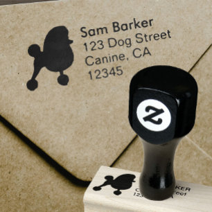 Fancy Toy Poodle Dog Silhouette Return Address Rubber Stamp