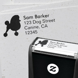 Fancy Toy Poodle Silhouette Return Address Self-inking Stamp