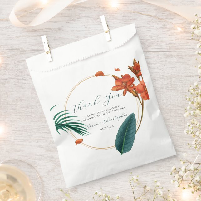 Fancy Tropical Flowers Wedding  Favour Bags (Clipped)