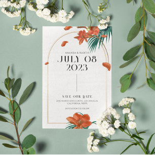 Fancy Tropical Flowers Wedding - Save The Date Invitation