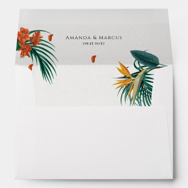 Fancy Tropical Wedding Envelope (Back (Bottom))