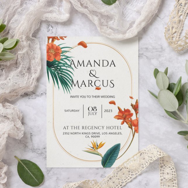 Fancy Tropical Wedding Invitation (Creator Uploaded)