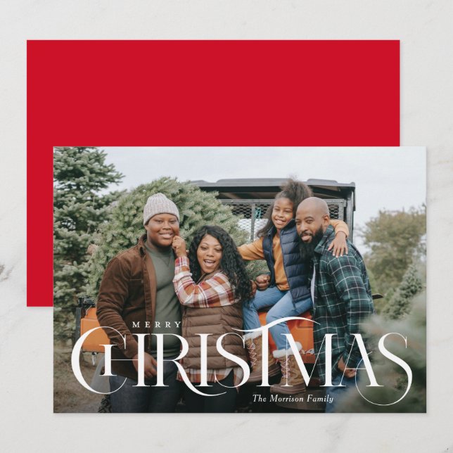 Fancy Type Merry Christmas Photo Holiday Card (Front/Back)
