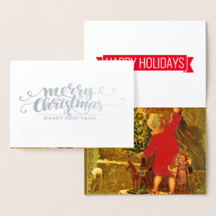 Fancy  typography   -  luxury  Christmas silver Foil Card