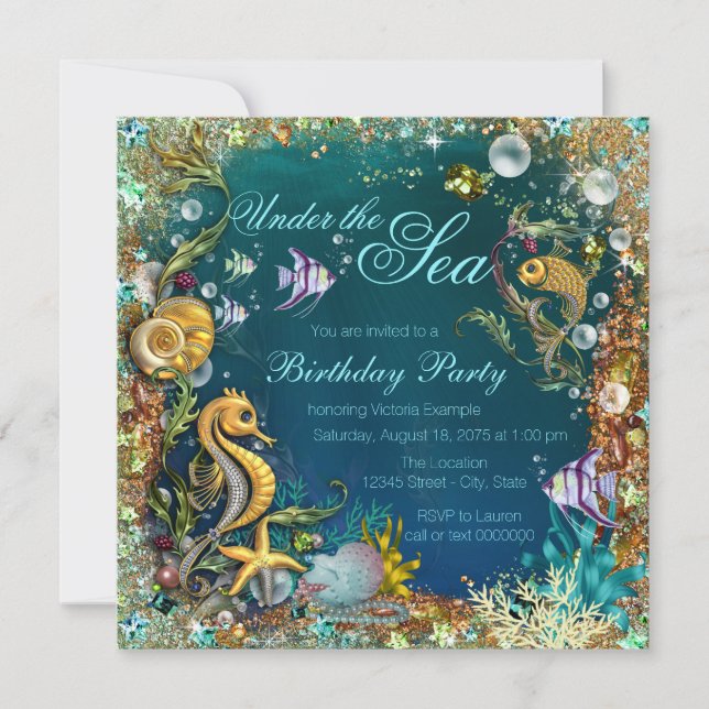 Fancy Under the Sea Birthday Party Invitation (Front)