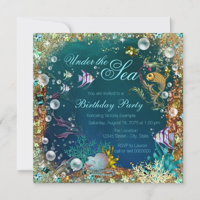 Fancy Under the Sea Birthday Party Invitation (Front)