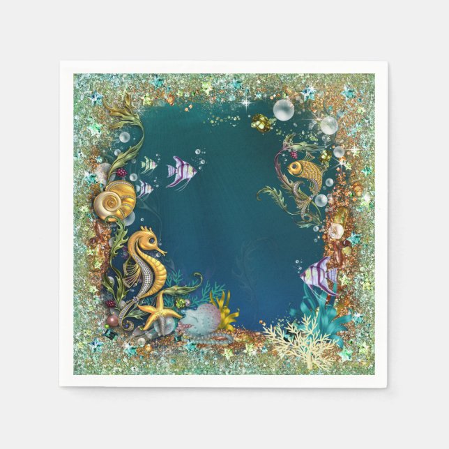 Fancy Under The Sea Birthday Party Napkin (Front)
