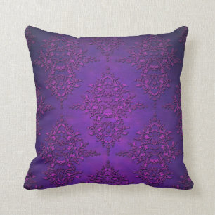 Fancy Vibrant Purple Damask Cushion