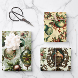 Fancy Victorian Christmas Set Wrapping Paper Sheet