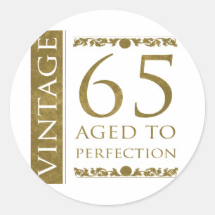 Fancy Vintage 65th Birthday Classic Round Sticker