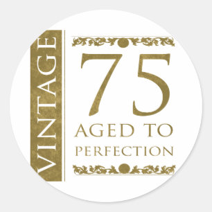 Fancy Vintage 75th Birthday Classic Round Sticker
