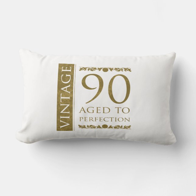 Fancy Vintage 90th Birthday Lumbar Cushion (Front)