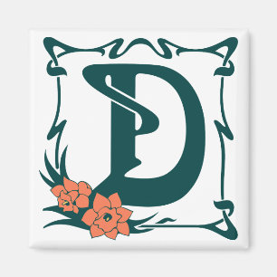 Fancy vintage art nouveau letter D Magnet