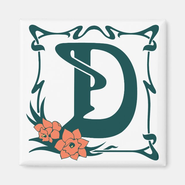 Fancy vintage art nouveau letter D Magnet (Front)