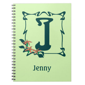Fancy vintage art nouveau letter J Notebook