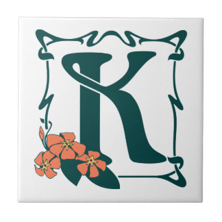 Fancy vintage art nouveau letter K Tile