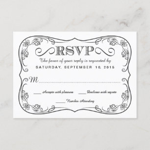 Fancy Vintage Chalkboard RSVP Wedding Reply