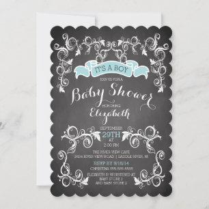 Fancy Vintage Chic Boys Baby Shower Invitation