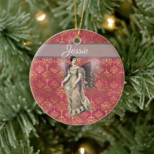 Fancy Vintage Fairy Personalised Ceramic Tree Decoration
