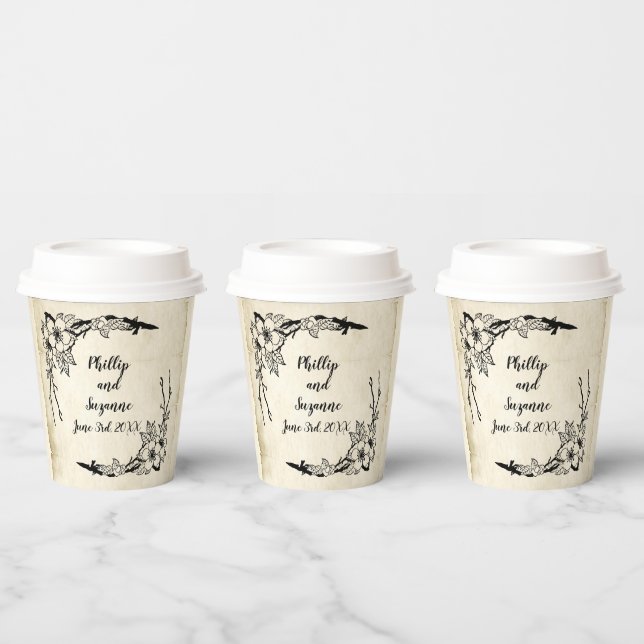 Fancy Vintage Floral Wedding Party Paper Cups (Multi)