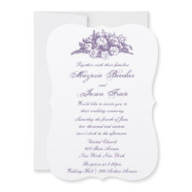 Fancy Vintage Flowers Wedding Invitation Purple