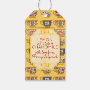 Fancy vintage teacups personalised tea blend gift gift tags