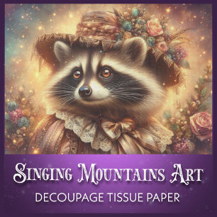 Fancy Vintage Victorian Racoon Decoupage Tissue Paper