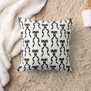 Fancy Watercolor Black Bow Pattern Cushion