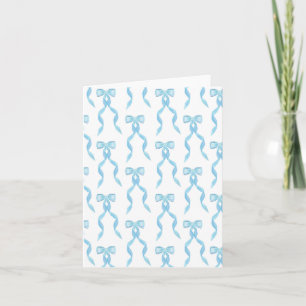 Fancy Watercolor Blue Bow Pattern Card