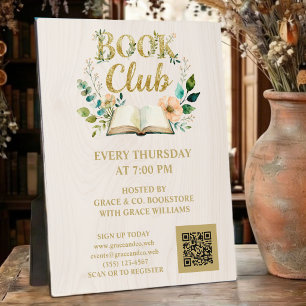 Fancy Watercolor Botanical Book Club TMF26 Plaque