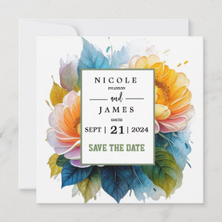 Fancy Watercolor Floral Save The Date