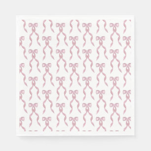 Fancy Watercolor Pink Bow Pattern Napkin