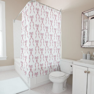 Fancy Watercolor Pink Bow Pattern Shower Curtain
