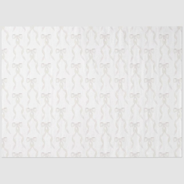 Fancy Watercolor White Bow Pattern Tissue Paper (Front)