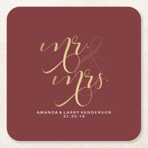 Fancy Wedding Mr & Mrs Coasters