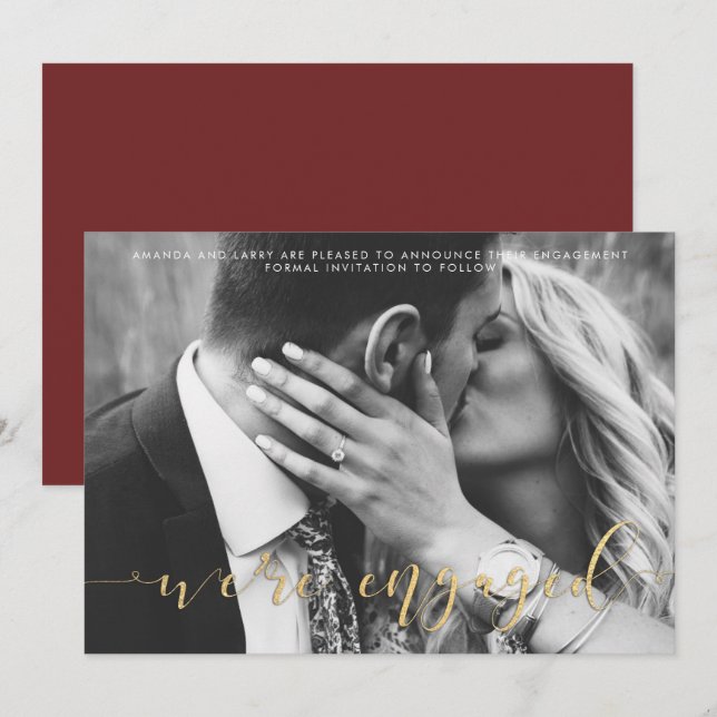 Fancy Wedding Photo Engagement Announcement (Front/Back)