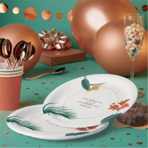 Fancy Wedding Tropical Flowers Paper Plate